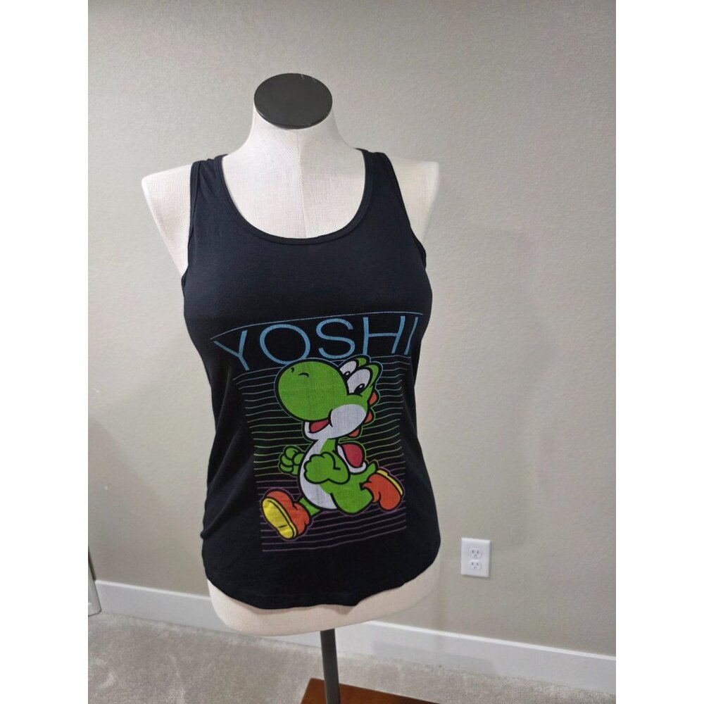 Nintendo Yoshi Womens Racerback Tank Top Black Size L Official Licensed Product